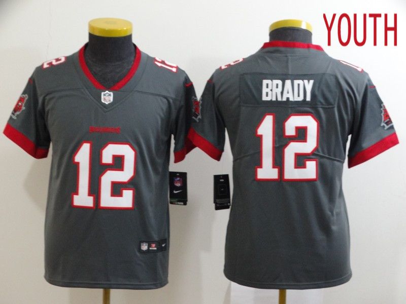 Youth Tampa Bay Buccaneers #12 Brady Grey New Nike Limited Vapor Untouchable NFL Jerseys->atlanta falcons->NFL Jersey